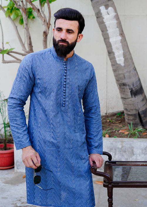 파란색 치칸카리 쿠르타