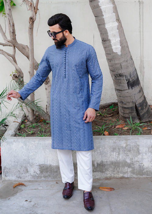 파란색 치칸카리 쿠르타