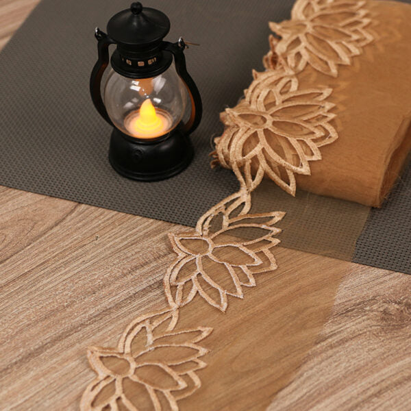 자수 연꽃 컷워크 레이스