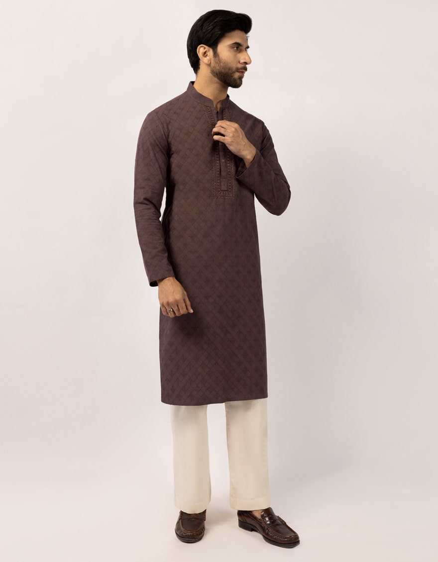 CHOCOLATE BROWN COTTON FORMAL KURTA