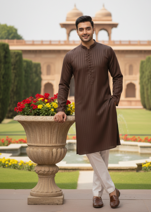 Brown Stripes Kurta