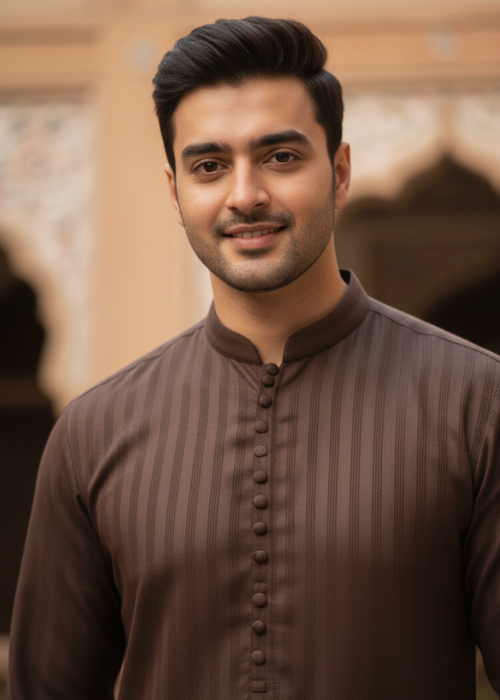 Brown Stripes Kurta