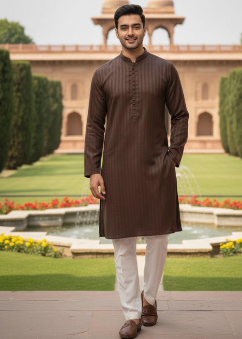 Brown Stripes Kurta